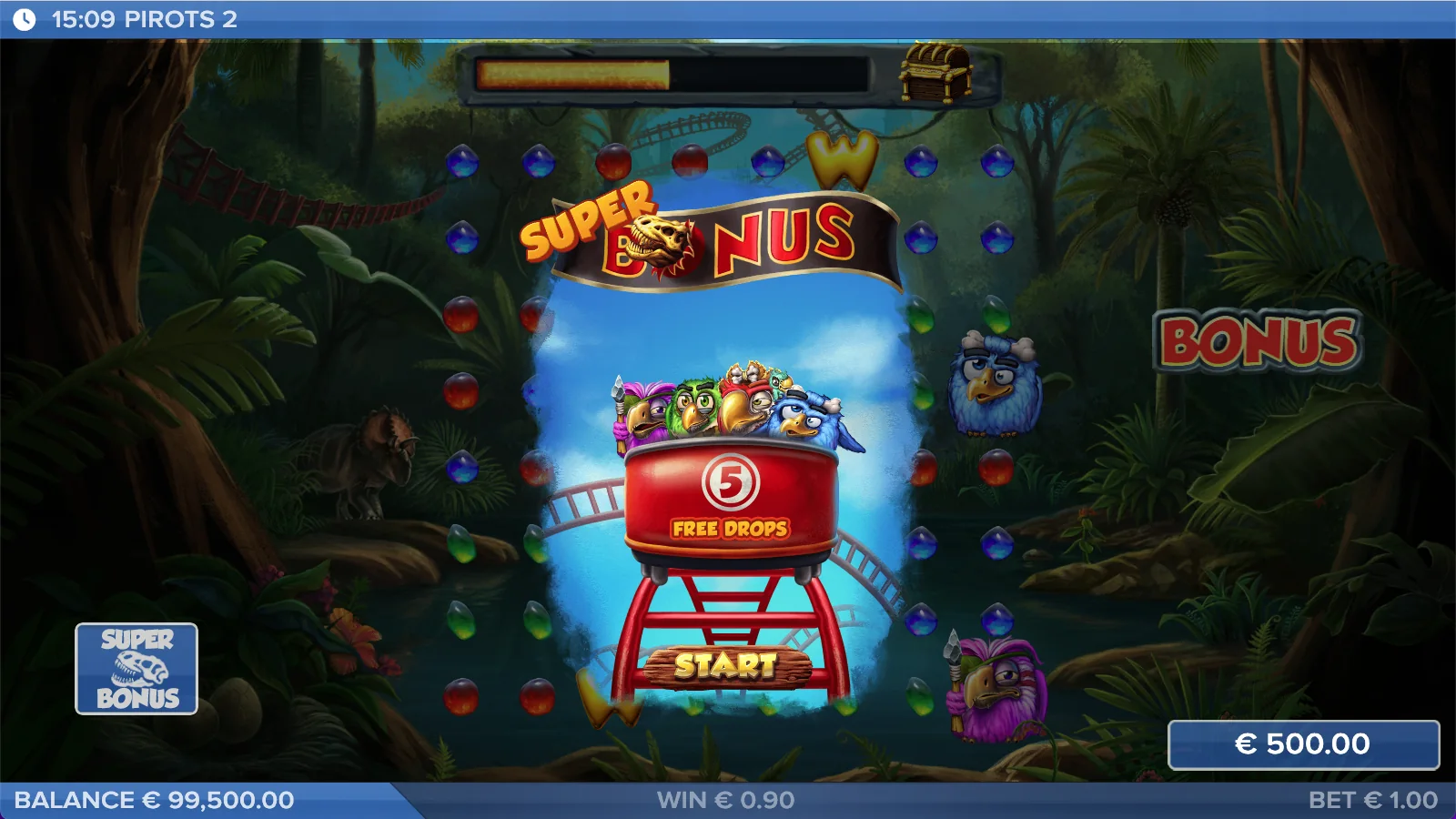 Pirots 2 bonus mode with Free Drops activated