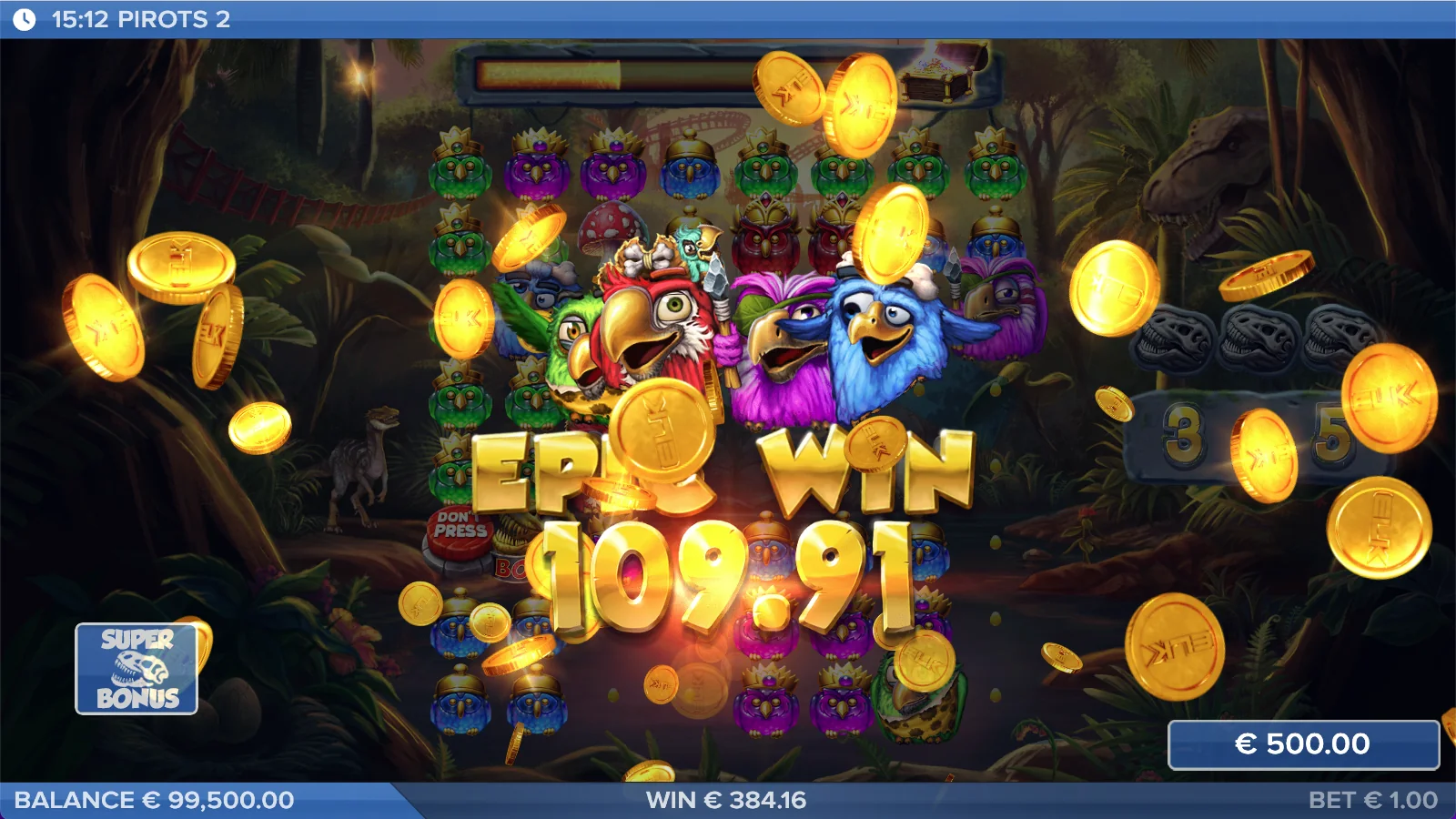 Pirots 2 epic win screen with maximum win effect