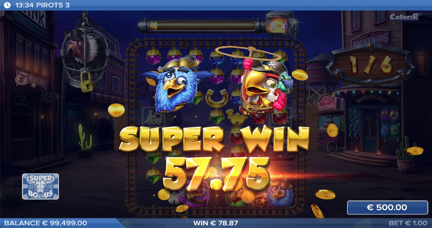 Pirots 3 super win screen