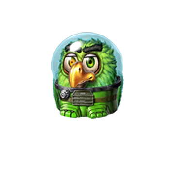 Pirots 4 green bird character in Lost in Space