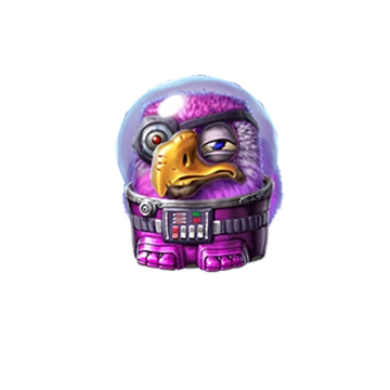 Pirots 4 purple bird character in Lost in Space
