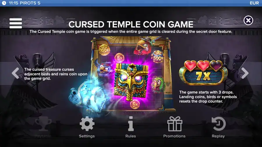 Pirots 5 Cursed Temple coin game Hold and Win